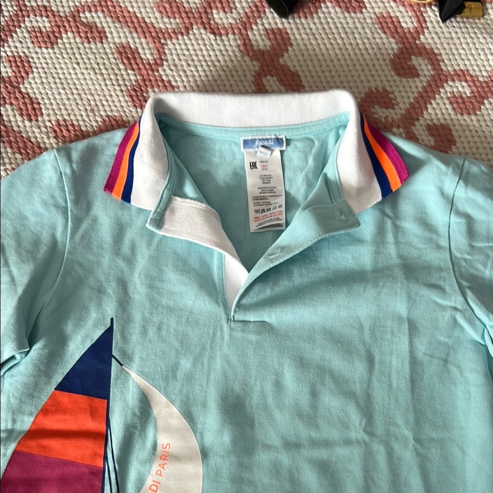 Lacoste Light Blue Polo with Multicolor Collar